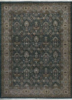  grey and black  hand knotted Rug
