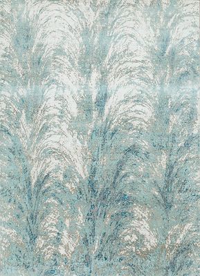  blue wool and bamboo silk hand knotted Rug