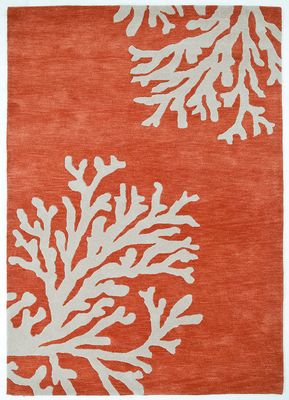  red and orange wool hand tufted Rug