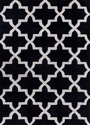  grey and black wool and viscose hand tufted Rug