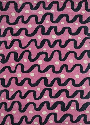  pink and purple wool and viscose hand tufted Rug