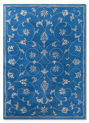  blue wool and viscose hand tufted Rug