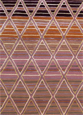  red and orange wool and viscose hand tufted Rug