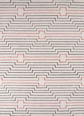  ivory wool and viscose hand tufted Rug