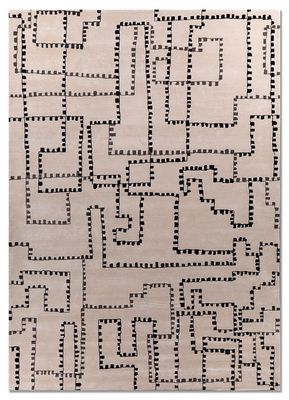  ivory wool and viscose hand tufted Rug