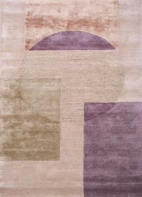  pink and purple wool and viscose hand tufted Rug