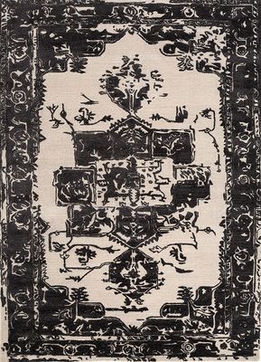  grey and black wool and viscose hand tufted Rug