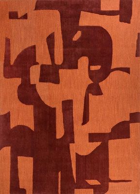  red and orange wool and viscose hand tufted Rug