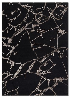  grey and black wool and viscose hand tufted Rug