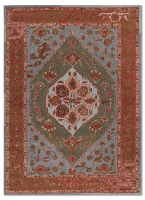  red and orange wool and viscose hand tufted Rug