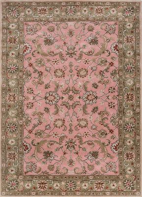  red and orange wool and viscose hand tufted Rug