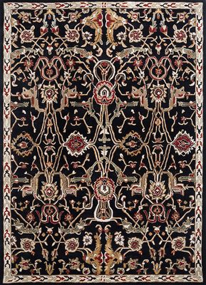  grey and black wool and viscose hand tufted Rug
