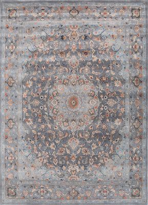  blue wool and viscose hand tufted Rug