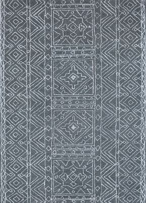  grey and black wool and viscose hand tufted Rug