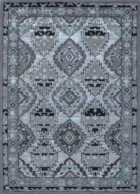  grey and black wool and viscose hand tufted Rug