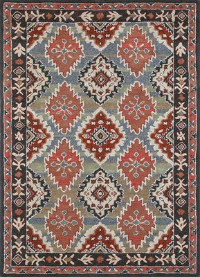  beige and brown wool and viscose hand tufted Rug