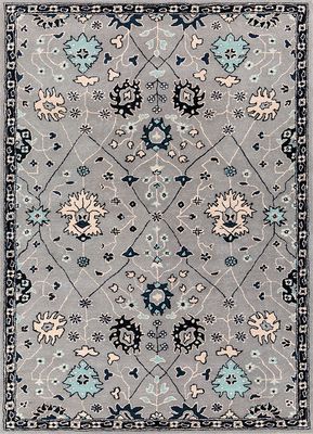  grey and black wool and viscose hand tufted Rug