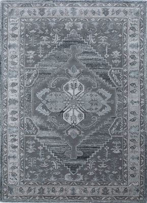  grey and black wool and viscose hand tufted Rug