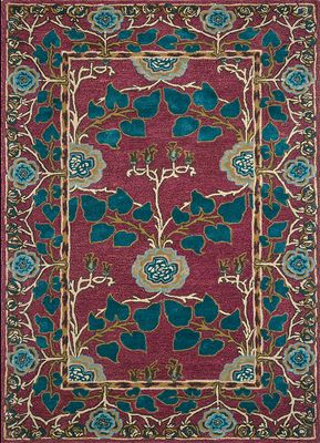  red and orange wool and viscose hand tufted Rug