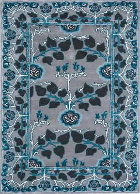  grey and black wool and viscose hand tufted Rug