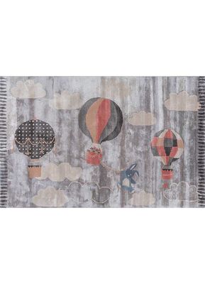  grey and black wool and viscose hand tufted Rug