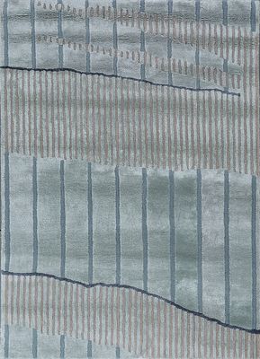  blue wool and viscose hand tufted Rug