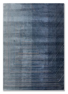  blue wool and viscose hand tufted Rug