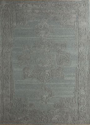  grey and black wool and viscose hand tufted Rug