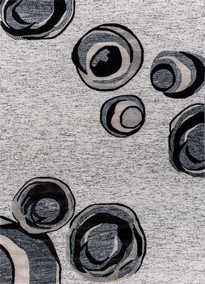  ivory wool and viscose hand tufted Rug