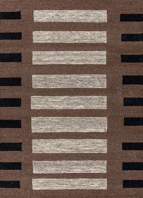  beige and brown wool and viscose hand tufted Rug