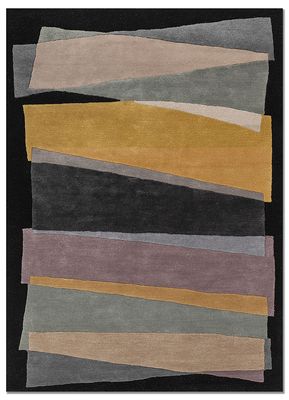  grey and black wool and viscose hand tufted Rug