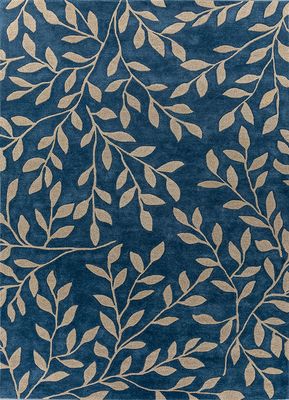  blue wool and viscose hand tufted Rug