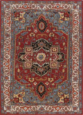  red and orange wool hand tufted Rug