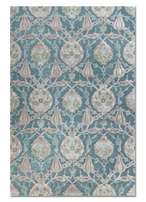 blue wool and viscose hand tufted Rug