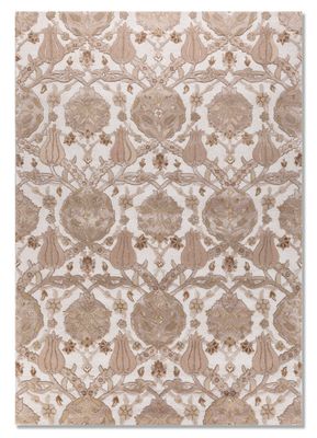  ivory wool and viscose hand tufted Rug