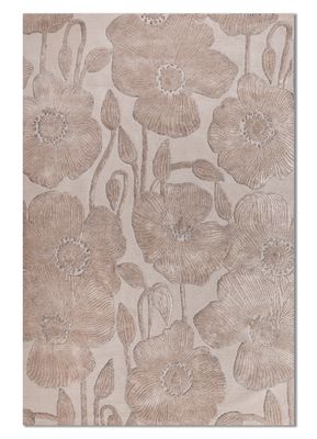  ivory wool and viscose hand tufted Rug