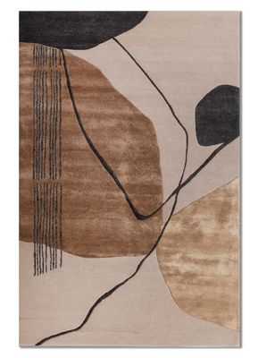  ivory wool and viscose hand tufted Rug