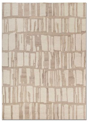  beige and brown wool hand tufted Rug