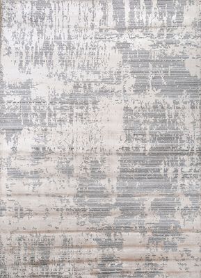  grey and black wool and viscose hand loom Rug