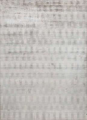  grey and black wool and bamboo silk hand loom Rug
