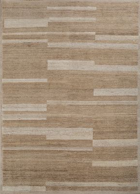  beige and brown afghan wool hand knotted Rug