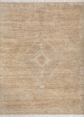  beige and brown wool hand knotted Rug
