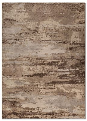  beige and brown wool and bamboo silk hand knotted Rug