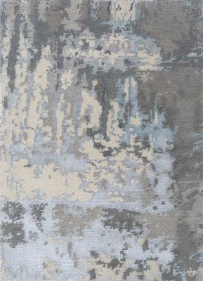  grey and black wool and bamboo silk hand knotted Rug