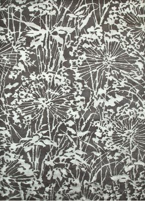  grey and black wool and bamboo silk hand knotted Rug