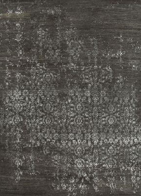  grey and black wool and viscose hand knotted Rug