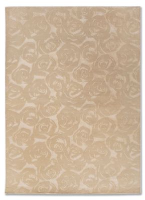  ivory wool and bamboo silk hand knotted Rug