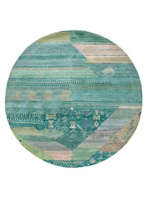 manchaha green wool and bamboo silk hand knotted Rug