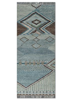 manchaha blue wool hand knotted Rug