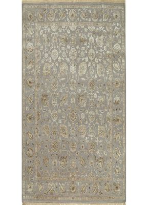  grey and black wool and silk hand knotted Rug